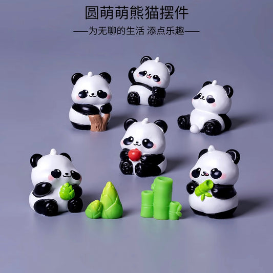 8-Piece Cute Panda 8款圆萌萌小熊猫摆件